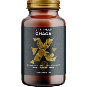 BrainMax Chaga extrakt, 50 % polysacharidů a 20 % beta-1,3/1,6 D-glukanů, 500 mg, 100 rostlinných kapslí Extrakt z plodnice Chagy sibiřské, doplněk stravy
