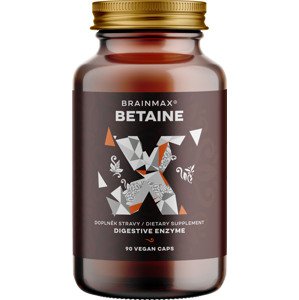 BrainMax Betaine HCl, Betain HCl a hořec žlutý, 700 mg, 90 kapslí Enzym pro podporu trávení a snadnější vstřebávání živin, doplněk stravy