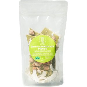 BrainMax Pure Lámaná čokoláda bílá - matcha, kokos a mandle, BIO, 125 g *CZ-BIO-001 certifikát / White Chocolate Pieces - Matcha, coconut and almonds