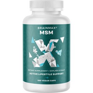 BrainMax MSM, 800 mg, 200 rostlinných kapslí Methylsulfonylmethan pro zdraví kloubů a pojivových tkání, doplněk stravy