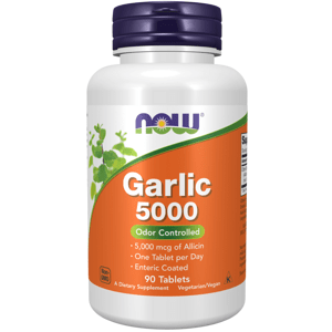 Now® Foods NOW Garlic 5000 mcg alicinu, česnekový olej bez zápachu, 90 enterosolventních tablet Doplněk stravy