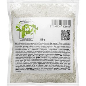 BrainMax Performance Amino Electrolytes Complex, EAA + Elektrolyty, 15 g, VZOREK Příchuť: Kiwi Komplex 12 aminokyselin EAA + Elektrolyty pro doplňování během sportu, doplněk stravy