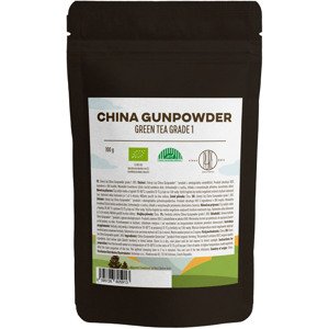 BrainMax Pure China Gunpowder Grade 1, zelený čaj, BIO, 100 g Lístky organického zeleného čaje pro stabilní energii, *CZ-BIO-001 certifikát