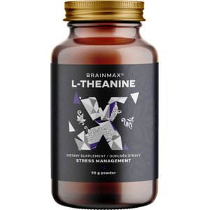 BrainMax L-Theanine, L-theanin v prášku, 90 g Aminokyselina spojovaná se soustředěním a relaxací, doplněk stravy