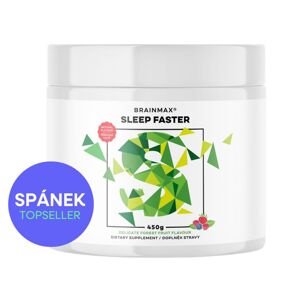 BrainMax Sleep Faster, GABA UPGRADE! 450 g Příchuť: Sladší Komplex 8 přírodních látek, podpoří rychlejší usínání a kvalitní spánek, nově s příchutí lesního ovoce, 30 dávek, doplněk stravy