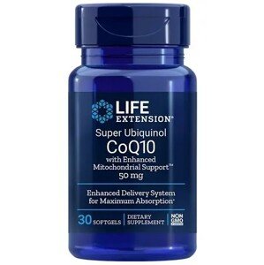 Life Extension Super Ubiquinol CoQ10 with Enhanced Mitochondrial Support, koenzym Q10, 50 mg, 30 softgel kapslí Podpora srdce, zdaví mitochondrií a produkce energie