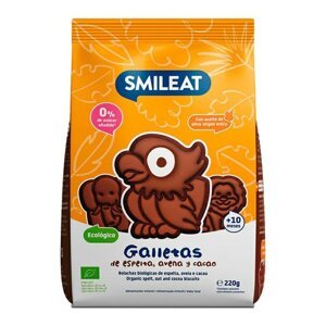 Smileat BIO špaldové kakaové sušenky s jablečnou šťávou panenským olivovým olejem 10M+ 220g Expirace 11/07/2025