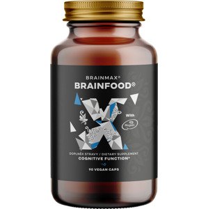 BrainMax BRAINFOOD, 90 rostlinných kapslí Pokročilá výživa mozku pro mentální výkon a zdraví neuronů během dne, doplněk stravy
