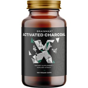BrainMax Activated Charcoal, aktivní uhlí z kokosových skořápek, 575 mg, 100 rostlinných kapslí Doplněk stravy