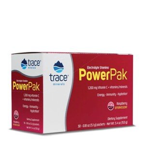 Trace Minerals Electrolyte Stamina Power Pak, vitamíny a minerály, malinová příchuť, 30 sáčků Doplněk stravy