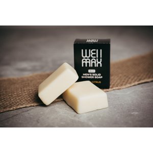 WellMax Přírodní pánské tuhé sprchové mýdlo 3v1, Fresh Citrus, 60 g Přírodní tuhé sprchové mýdlo pro muže s vůní citrusů