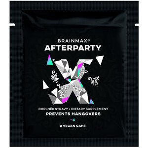 BrainMax AFTERPARTY®, Bojovník za rána bez těžkých kocovin! Počet kapslí: 8 kapslí Evidence-based složení pro odbourávání alkoholu a řízení škod, doplněk stravy