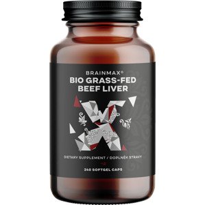 BrainMax Grass-Fed Beef liver, hovězí játra, BIO, 240 kapslí Lyofilizované organické hovězí játra pro podporu metabolismu, imunity a zdraví pokožky, doplněk stravy