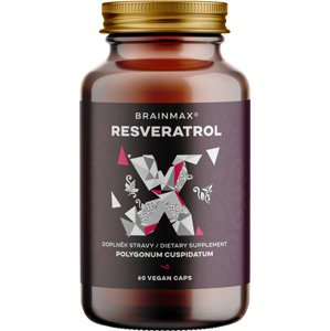 BrainMax Trans-Resveratrol, resveratrol, 500 mg, 60 rostlinných kapslí Přírodní resveratrol z křídlatky japonské // Doplněk stravy