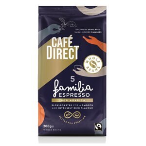 Cafédirect Familia Espresso SCA 82 zrnková káva, 200 g