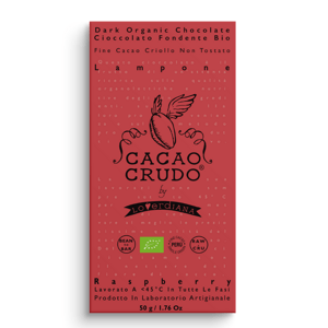 Cacao Crudo Raw Hořká čokoláda s malinami, BIO, 50 g *IT-BIO-006 certifikát