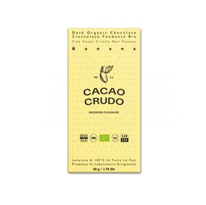 Cacao Crudo Raw Hořká čokoláda s banánem, BIO, 50 g *IT-BIO-006 certifikát