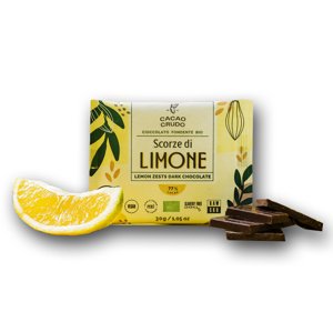 Cacao Crudo Raw Hořká čokoláda s citrónovou kůrou, BIO, 30 g *IT-BIO-006 certifikát