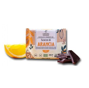 Cacao Crudo Raw Hořká čokoláda s pomerančovou kůrou, BIO, 30 g *IT-BIO-006 certifikát