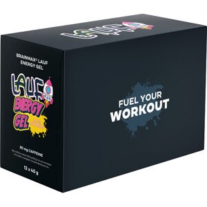 BrainMax LAUF Energy Gel Příchuť: Slaná jahoda s kofeinem 12x40 g Sacharidy a elektrolyty pro okamžitou a dlouhotrvající podporu, doplněk stravy