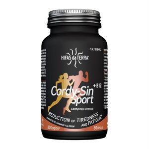 Hifas da Terra Cordy-Sin Sport, cordyceps + B12, 60 rostlinných kapslí Doplněk stravy