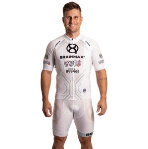 BrainMax LAUF cyklistický set, bílý dres a bílé kraťasy se šlemi Velikost: L Bílý cyklistický dres s kraťasy