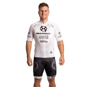 BrainMax LAUF cyklistický set, bílý dres a černé kraťasy se šlemi Velikost: M Bílý cyklistický dres s kraťasy