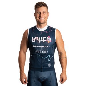 BrainMax LAUF cyklistický dres bez rukávů, modrý Velikost: L Cyklistický dres vyrobený z vysoce prodyšných a rychleschnoucích tkanin pro maximální komfort