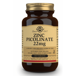 Solgar Zinc Picolinate, zinek pikolinát, 22 mg, 100 tablet Doplněk stravy