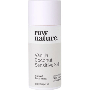 Raw Nature Natural Deodorant, přírodní deodorant, vanilka, kokos, pro citlivou pokožku, 50 g