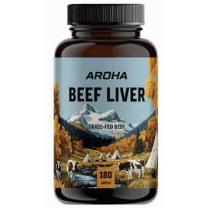 Aroha Grass-fed Beef Liver, hovězí játra, 180 kapslí Doplněk stravy