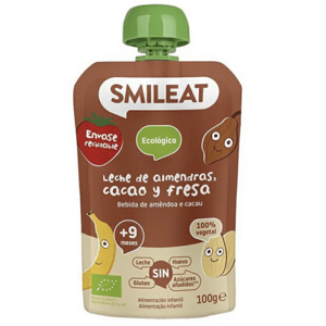 Smileat kapsička mandlové mléko, jablko, banán, jahoda, rýže a kakao 9M+, BIO, 100 g