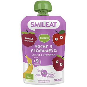 Smileat kapsička řecký jogurt, jablko, banán, malina a rýže 9M+, BIO, 100 g