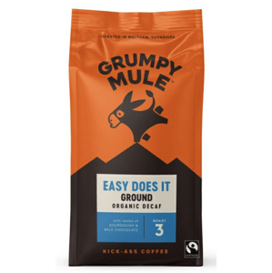 Grumpy Mule Easy Does It Ground Decaf, 100% Arabica, mletá káva bez kofeinu, BIO, 200 g *CZ-BIO-001 certifikát