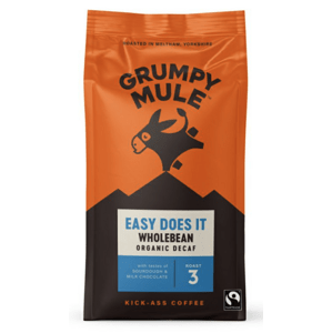 Grumpy Mule Easy Does It Wholebean Decaf, 100% Arabica, zrnková káva bez kofeinu, BIO, 200 g *CZ-BIO-001 certifikát