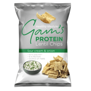 Gam's GAM’S Proteinové čočkové lupínky s příchutí zakysané smetany a cibule, 65 g