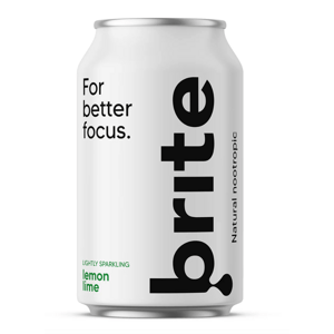 Brite Natural Energy Drink Lemon Lime, Energetický sycený nápoj, Limetka a citron, 330 ml