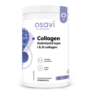 Osavi Collagen Hydrolyzed, Hydrolyzovaný kolagen prášek, Typ I & III, 600 g Doplněk stravy