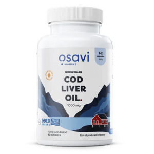 Osavi Norwegian Cod Liver Oil, Norský olej z tresčích jater, citrón, 1000 mg, 90 kapslí Doplněk stravy