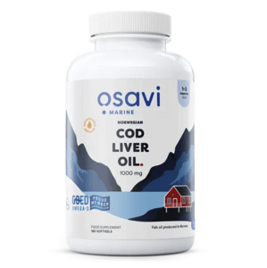 Osavi Norwegian Cod Liver Oil, Norský olej z tresčích jater, citrón, 1000 mg, 180 kapslí Doplněk stravy