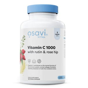 Osavi Vitamin C with Rutin a Rose Hip, 1000 mg Vitamín C s Rutinem a Šípkem, 120 vegan kapslí Doplněk stravy