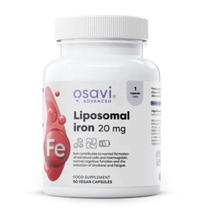 Osavi Liposomal iron, lipozomální železo, 20 mg, 60 rostlinných kapslí Doplněk stravy