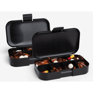 SmartShake Pill Box Organizer, set dvou zásobníků na kapsle, černý s motivem Batman