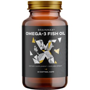 BrainMax Omega-3 Fish Oil, 60 softgel kapslí Prémiový rybí olej, Nízká oxidace, Vysoká vstřebatelnost. 300 mg EPA a 200 mg DHA v každé kapsli, 30 dávek, doplněk stravy