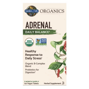 Garden of Life Organics Adrenal Daily Balance, emoční komfort, 120 rostlinných tablet Doplněk stravy