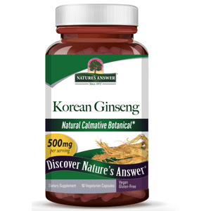 Nature's Answer Korean Ginseng, Korejský ženšen, 500 mg, 50 rostlinných kapslí