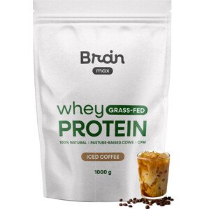 BrainMax Grass-fed Whey Protein, Ledová káva, 1000 g Mikrofiltrovaný nedenaturovaný protein z mléka krav krmených trávou, 28 dávek, doplněk stravy