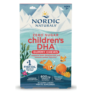 Nordic Naturals Children's DHA Gummy Chews, rybí olej pro děti 3+, tropické ovoce, 30 gumových bonbónů