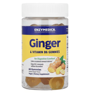 Enzymedica Ginger & Vitamin B6 gummies, Zázvor s vitaminem B6, 60 gumových bonbónů Doplněk stravy