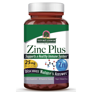 Nature's Answer Zinc Plus, zinek, 25 mg, 60 rostlinných kapslí Doplněk stravy